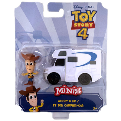 Toy Story 4: Woody karakter és kemping autója mini figuraszett – Mattel