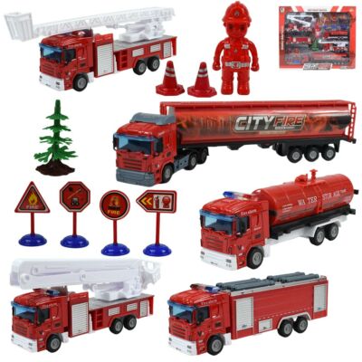 Nagy tűzoltó játékszett járművekkel és kiegészítőkkel