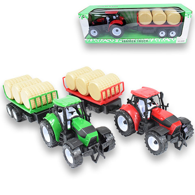 Farm traktor pótkocsival és szénabálával