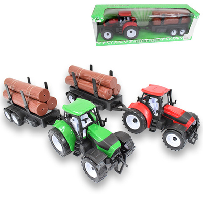 Farm traktor pótkocsival és rönkfával