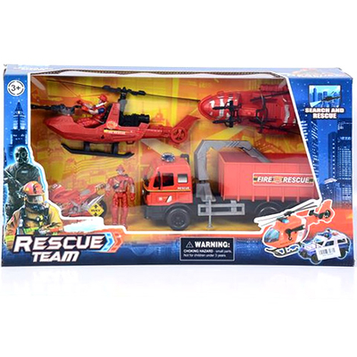 Rescue Team tűzoltósági játék szett járművekkel