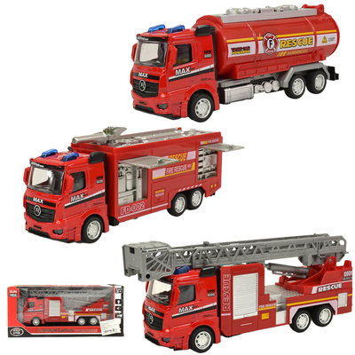 Tűzoltósági teherautók fénnyel, háromféle változatban
