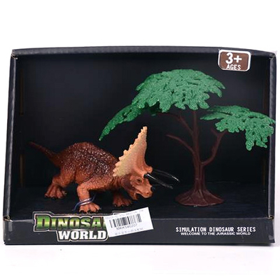 Triceratops dinoszaurusz figura fával 15 cm