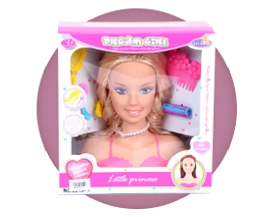 Fésülhető, sminkelhető babafej