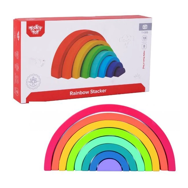 Tooky Toy: Nagy szivárványépítő játék fából
