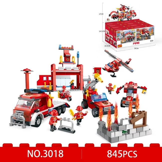 COGO® 3018 | lego-kompatibilis építőjáték | 845 db építőkocka | Tűzoltós 8-as készlet