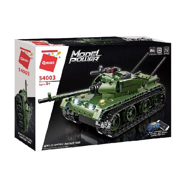 QMAN® 54003 | kompatibilis távirányítós építőjáték | 418 db építőkocka | Panther tank (app + controller)