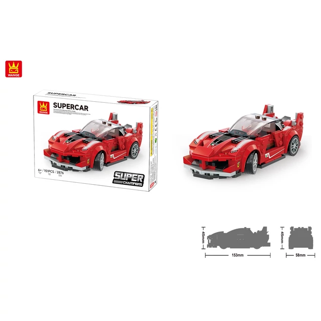 WANGE® 2876 | készségfejlesztő autós építőjáték | 151 db építőkocka | Supercar Ferrari FXX K