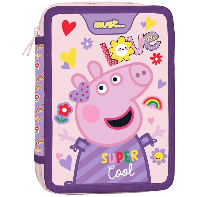 Must: Peppa Malac kétszintes töltött tolltartó 15×21×5 cm