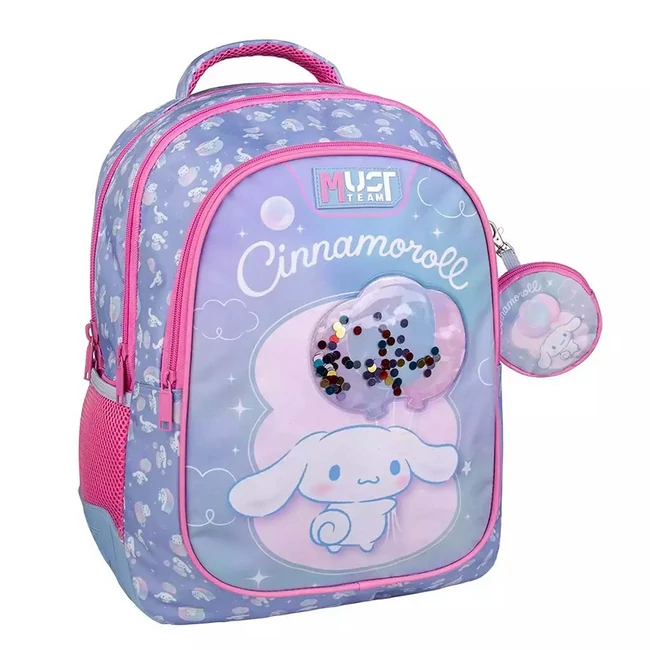 Luna: Must Team Cinnamoroll balloons lekerekített 3 rekeszes iskolatáska, hátizsák 32×18×43 cm