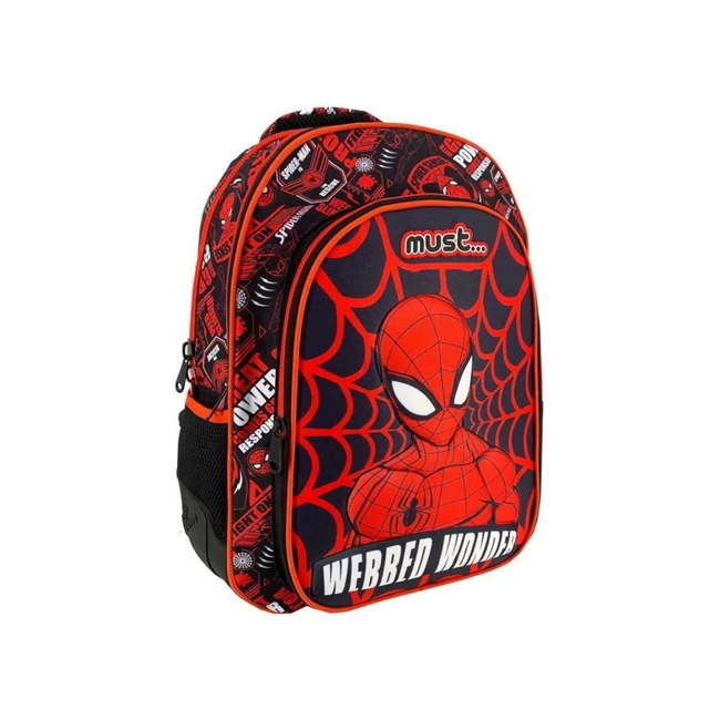 Must: Pókember sötétkék-piros iskolatáska, hátizsák 32×18×43 cm