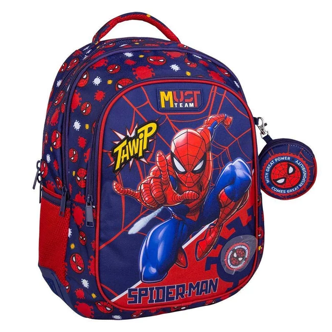 Luna: Must Team Pókember Thwip lekerekített 3 rekeszes hátizsák 32×18×43 cm