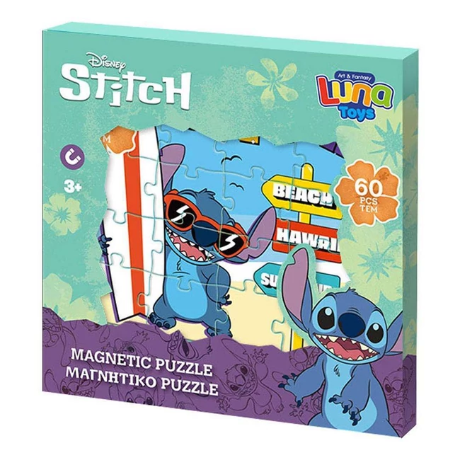 Luna: Disney Lilo és Stitch mintás 3×20 db-os mágneses puzzle