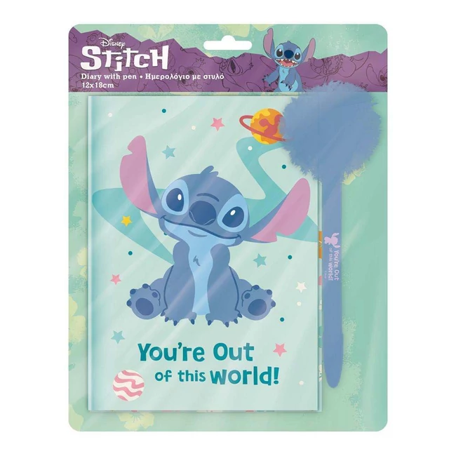 Luna: Disney Stitch Titkos napló lakattal és pom-pomos tollal 12×18 cm 60 lapos