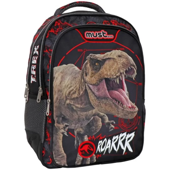 Must: Jurassic World T-rex lekerekített ergonomikus iskolatáska 33×18×43 cm