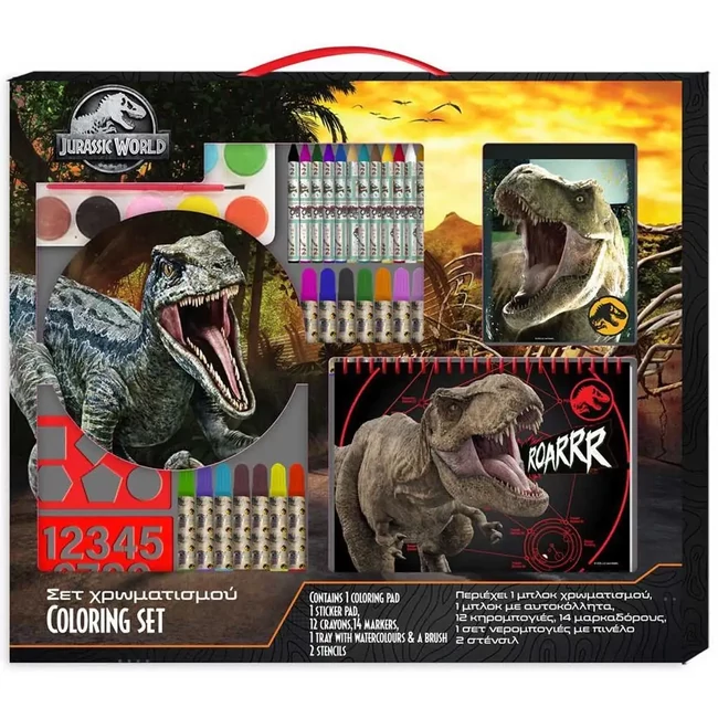 Luna: Jurassic World színező szett sablonnal és matricával 54×47 cm