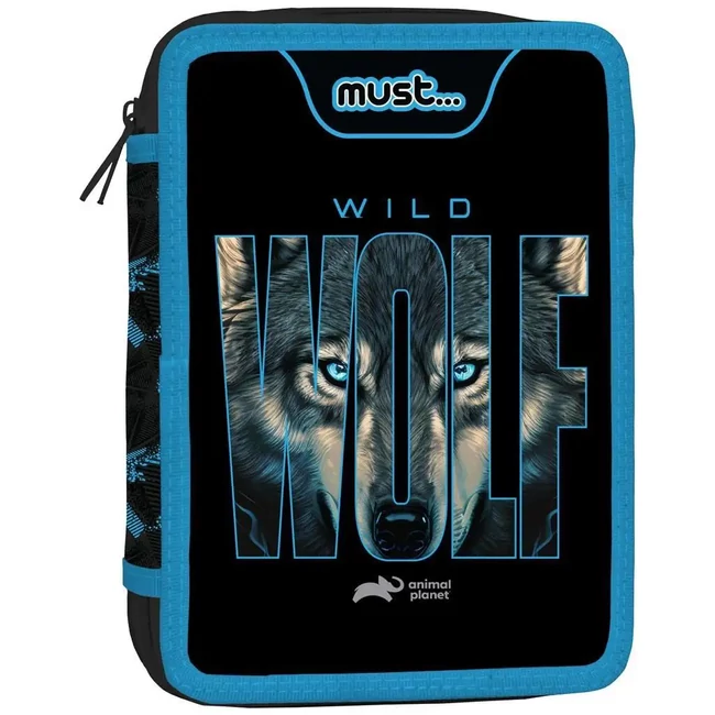 Must: Animal Planet – Wild Wolf kétszintes töltött tolltartó 15×21×5 cm