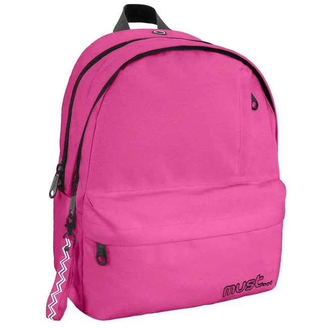 Must: Pink színű lekerekített négyrekeszes iskolatáska, hátizsák