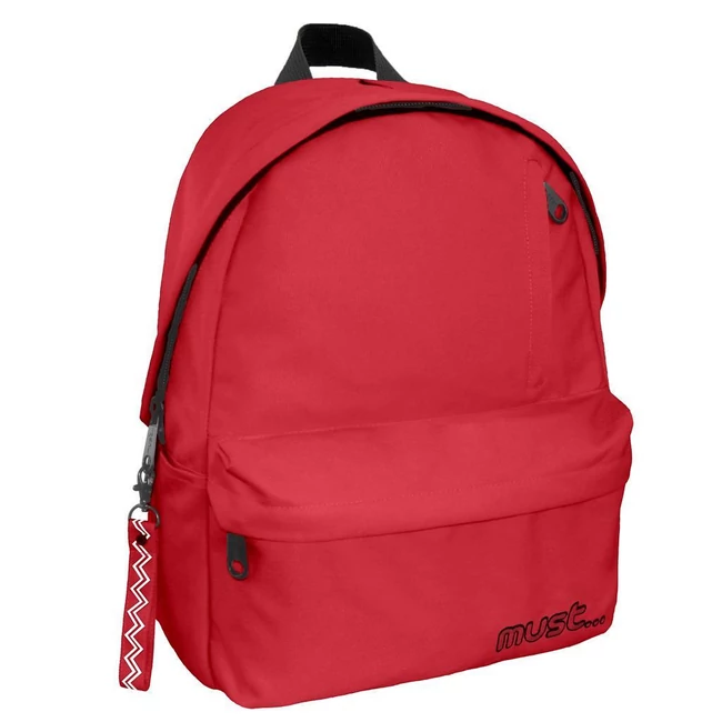 Must: Piros négy rekeszes lekerekített iskolatáska, hátizsák 32×17×42 cm