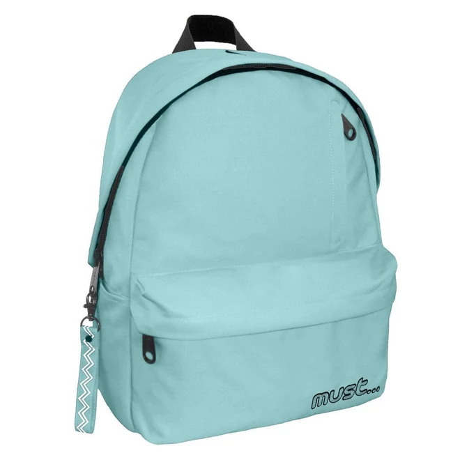 Must: Világoszöld négy rekeszes lekerekített iskolatáska, hátizsák 32×17×42 cm