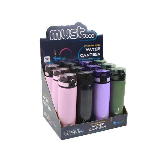Must: Rozsdamentes acél kulacs többféle változatban 600ml 1 db