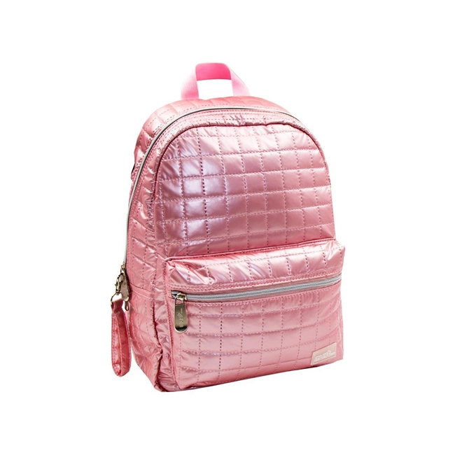 Must… Pearl rózsaszín steppelt iskolatáska, hátizsák 26×14×36 cm