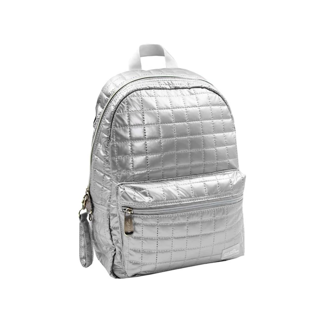 Must… Pearl ezüst steppelt iskolatáska, hátizsák 26×14×36 cm