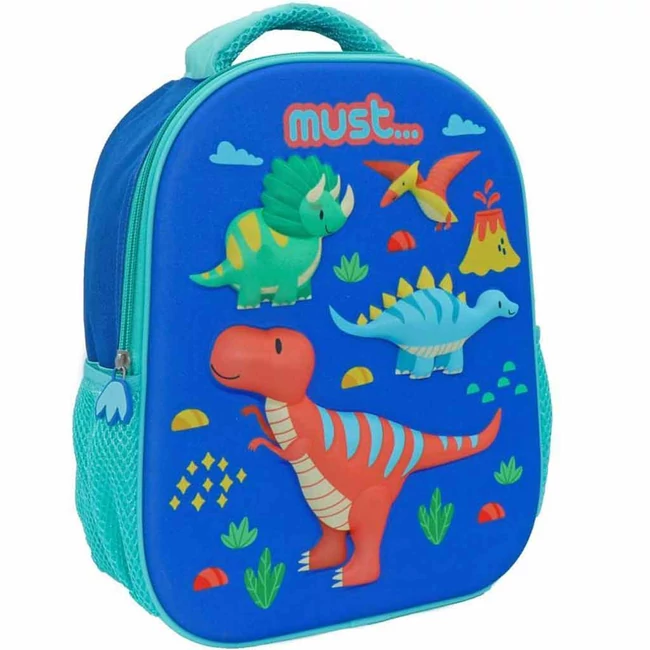 Luna: Dinoszaurusz mintás lekerekített egyrekeszes iskolatáska 26×10×32 cm