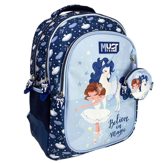 Luna: Must Team Believe in magic unikornisos lekerekített 3 rekeszes hátizsák 32×18×43 cm