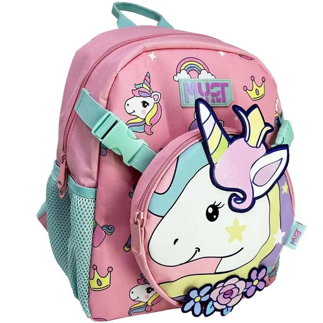 Luna: Must Team Unikornis 1 rekeszes ovis hátizsák levehető övtáskával 28×14×33 cm