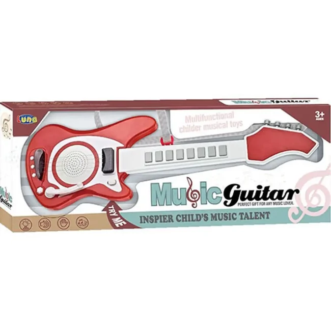 Piros színű játék elektromos gitár 66 cm-es