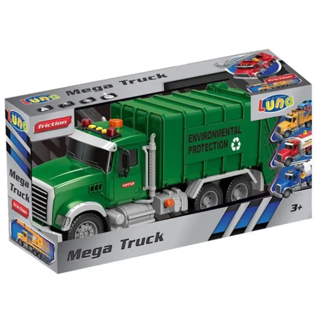 Mega Truck: Szelektív hulladékszállító kamion fénnyel és hanggal 40×14×21 cm
