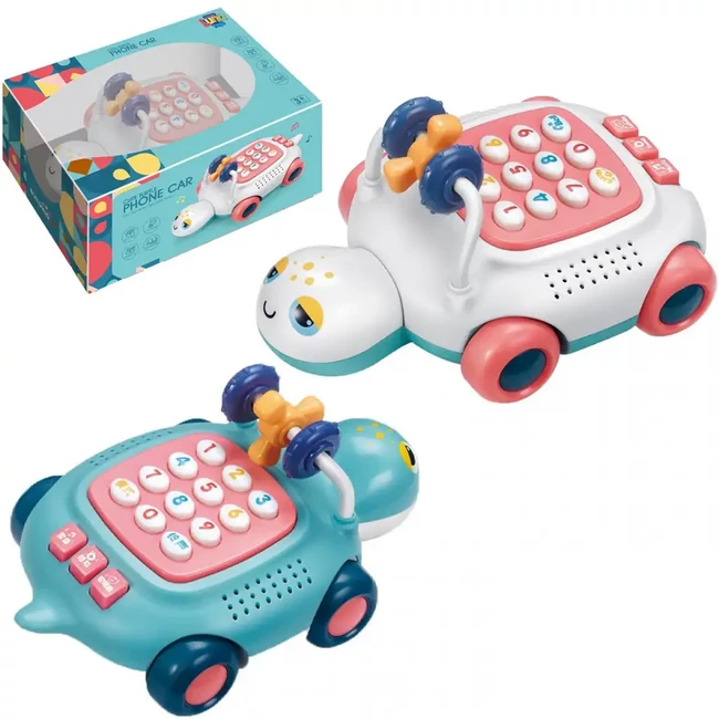 Zenélő és világító teknősös bébi telefon kétféle változatban 20 cm