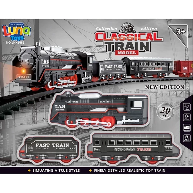 Luna: Klasszikus 20 db-os vonat szett fénnyel és hanggal