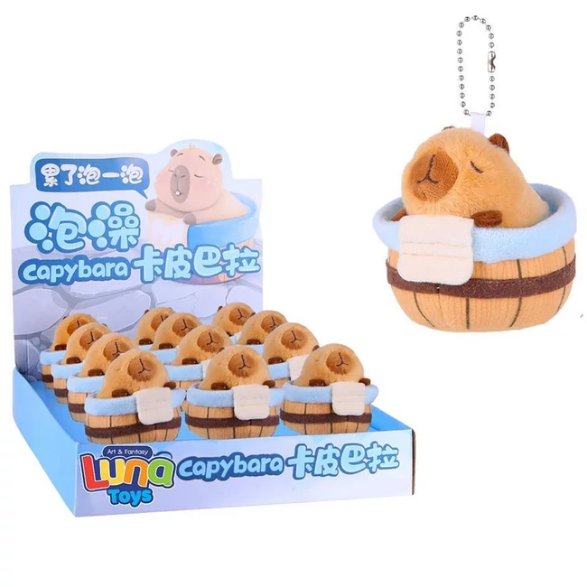Luna: Capybara hordóban plüss kulcstartó figura 1 db