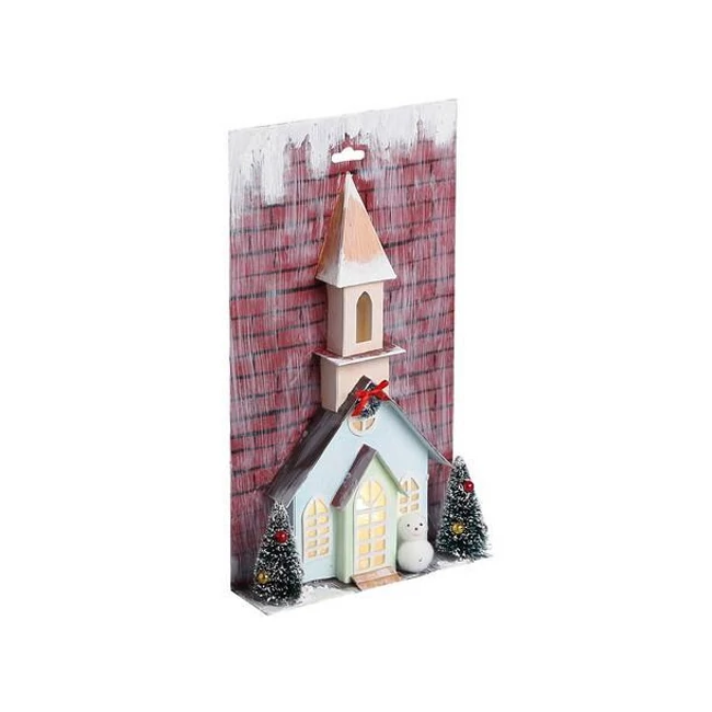 Stop &amp; Look: Karácsonyi papír templom fénnyel 17×5x30 cm
