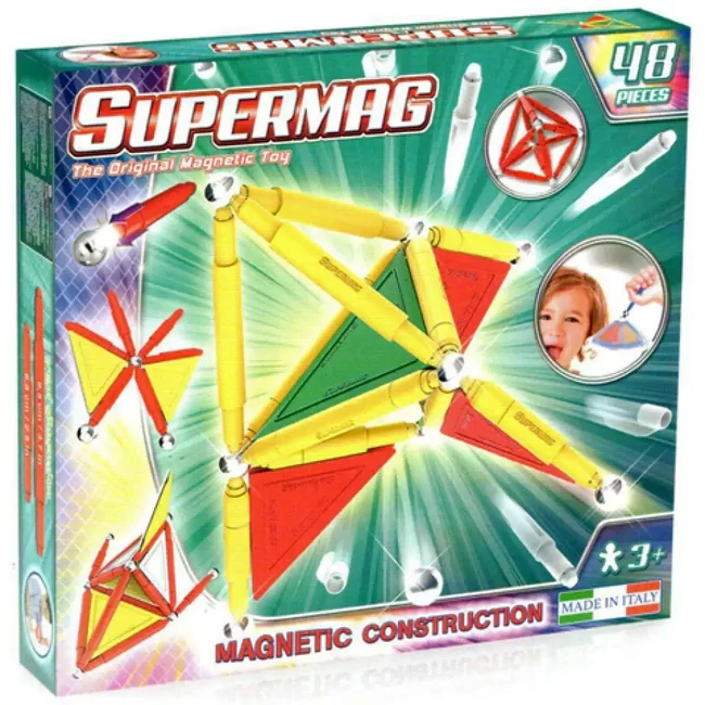 Supermag: 48 db-os mágneses építőjáték szett panelekkel