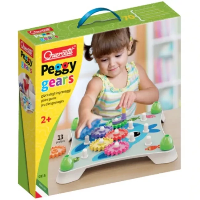 Quercetti: Peggy Gears 13 db-os fogaskerekes játékszett