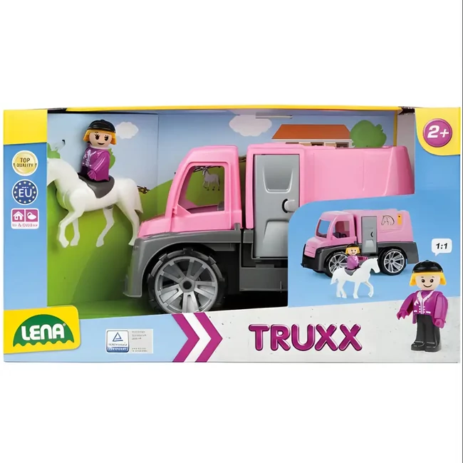 LENA: Truxx Rózsaszín lószállító autó lóval és figurával