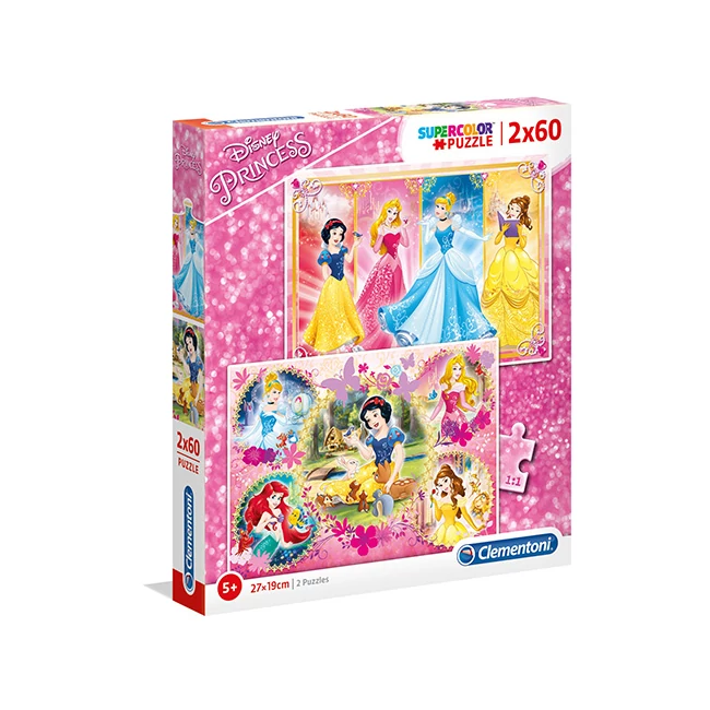 Disney Hercegnők Supercolor 2 az 1-ben puzzle 2×60 db-os – Clementoni