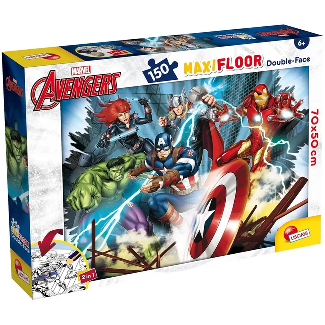 Bosszúállók 2 az 1-ben 150 db-os maxi puzzle és színező 70×50 cm – Lisciani