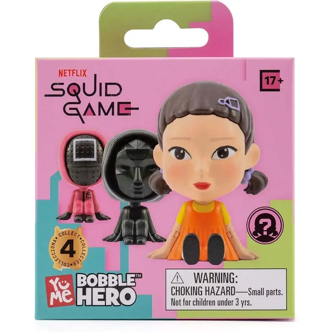 Squid Game Bobble Hero meglepetés mini figura 8 cm