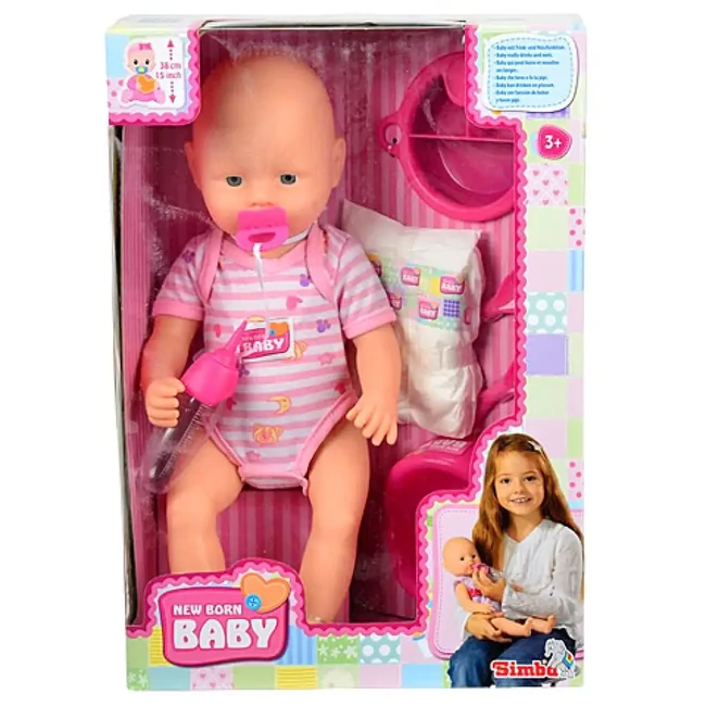 New Born Baby Pisilős baba kiegészítőkkel 38 cm – Simba Toys