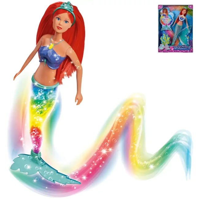 Steffi Love: Sellő baba szivárványos világító uszonnyal 29 cm – Simba Toys