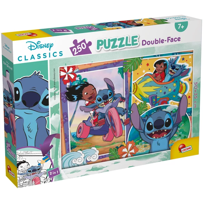Stitch 2 az 1-ben 250 db-os puzzle és színező 50×35 cm – Lisciani