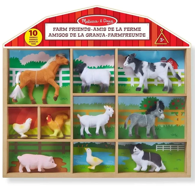 Farm állatai 10 db-os figura szett fa tárolóban – Melissa & Doug