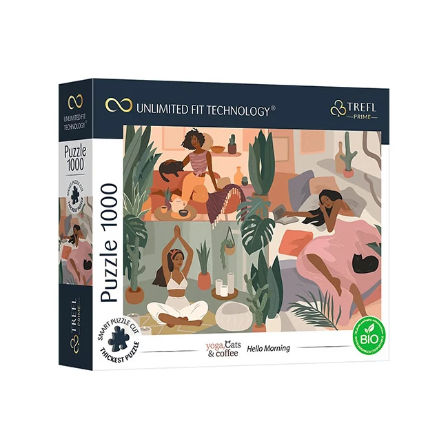 Yoga, Cats, Coffee Helló reggel 1000 db-os UFT puzzle – Trefl