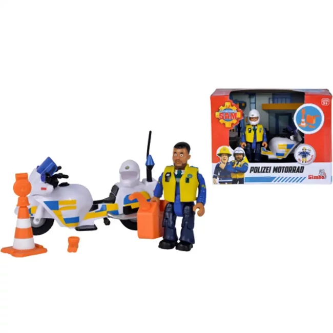 Sam a tűzoltó: Malcolm motoros rendőr figuraszett – Simba Toys