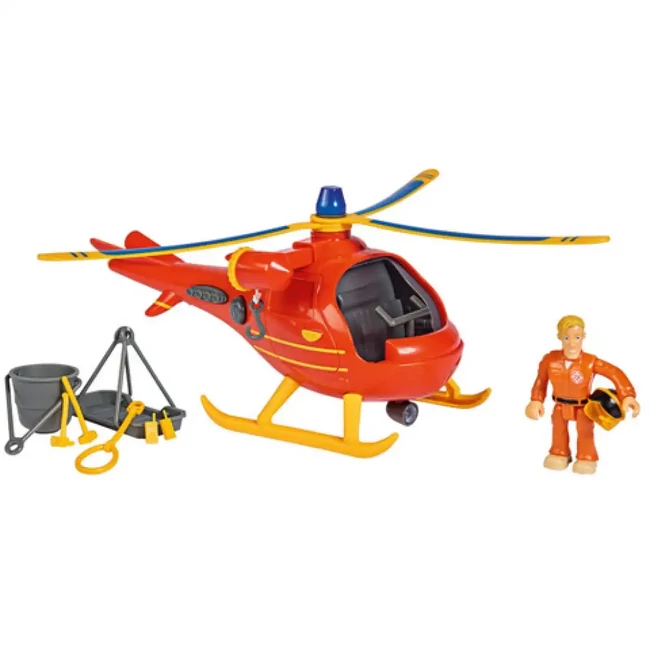 Sam a tűzoltó: Wallaby tűzoltóhelikopter játékszett fénnyel és hanggal, kiegészítőkkel – Simba Toys