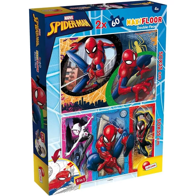 Pókember 2 az 1-ben maxi 2×60 db-os puzzle és színező 50×35 cm – Lisciani